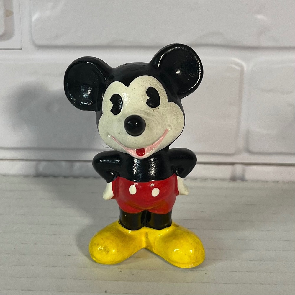 Disney Mickey Mouse Figurine Unisex 3 Inch Black Red Vintage Korea Collectible